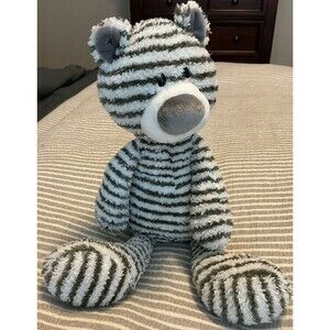 Gund Zag Teddy Bear Gray White Stripe Animal Plush 16 Inch E